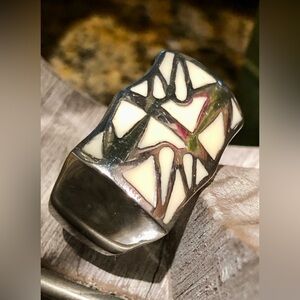 WHITE ENAMEL Cocktail Ring